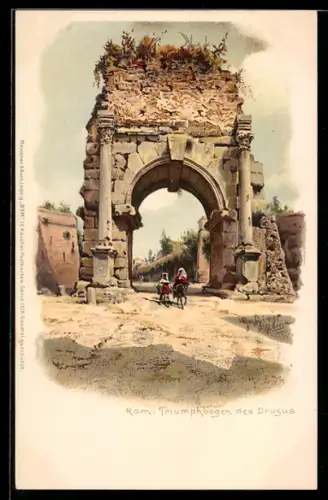 Künstler-Lithographie Meissner & Buch (M&B) Nr. 1018: Rom, Arco die Druso