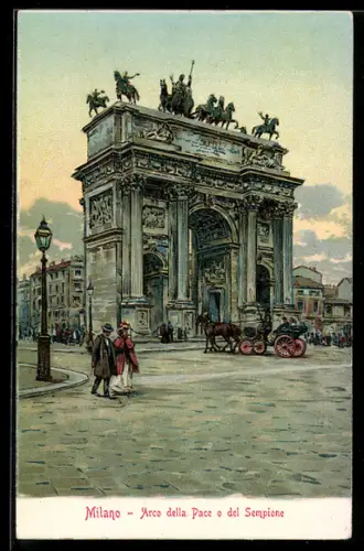 Lithographie Milano, Arco dellla Pace o del Sempione
