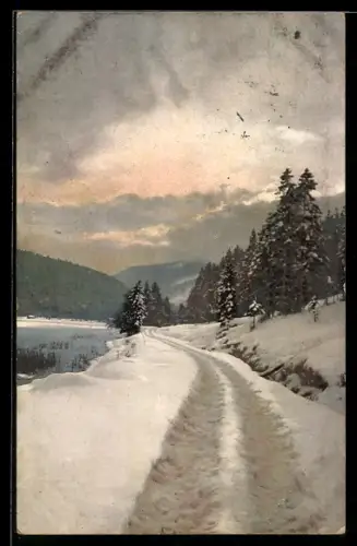 Künstler-AK Photochromie Nr. 1247: Winterlandschaft