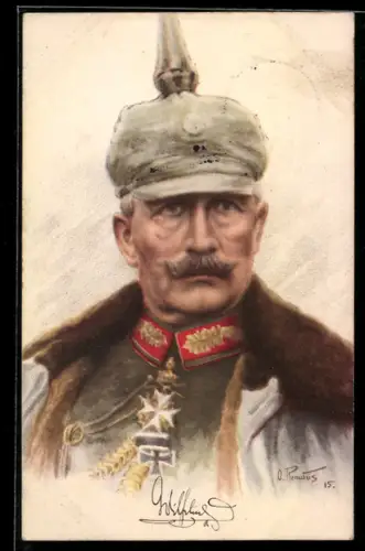Künstler-AK Renatus: Portrait Kaiser Wilhelm II. mit Pickelhaube