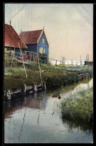Künstler-AK Photochromie Nr. 1424: Haus beim See