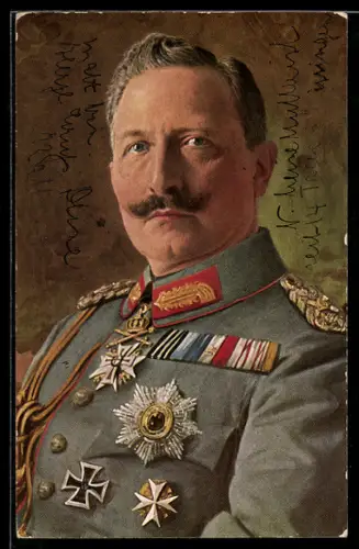 AK Porträt Kaiser Wilhelm II. in Uniform mit Orden