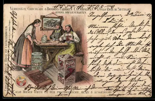 Lithographie Stuttgart, Vereinigte Chocolade & Bonbons-Fabriken E. O. Moser & Cie., Kakao Moser Roth