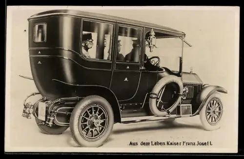 AK Kaiser Franz Josef I. im Fonds eines Automobils