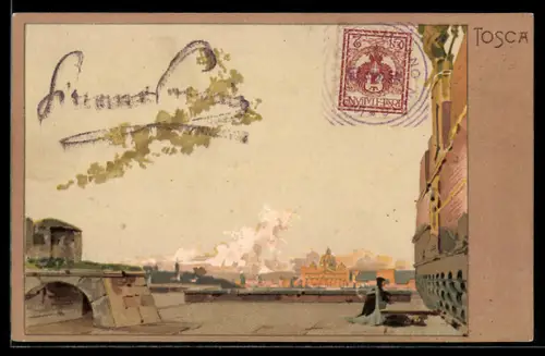 Künstler-AK Leopoldo Metlicovitz: Tosca, Ortsansicht mit grossem Platz