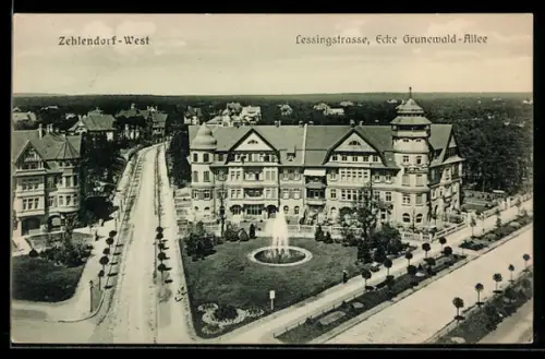 AK Berlin-Zehlendorf, Lessingstrasse, Ecke Grunewald-Allee