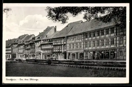 AK Northeim, Strasse An der Münze mit Geschäften Ernst Döring und W. Schwenger