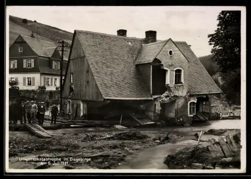 AK Johanngeorgenstadt, Zerstörungen durch das Hochwasser vom 6.7.1931