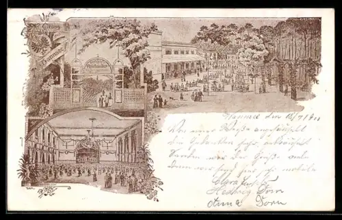 Lithographie Berlin-Wannsee, Restaurant Reichsadler, R. Oelschläger