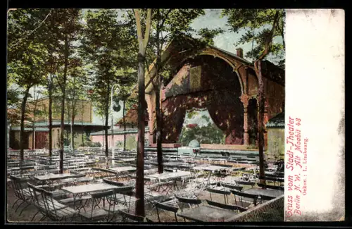 AK Berlin-Moabit, Gaststätte Stadt-Theater L. Limbourg, Alt Moabit 48, Gartenansicht mit Bühne
