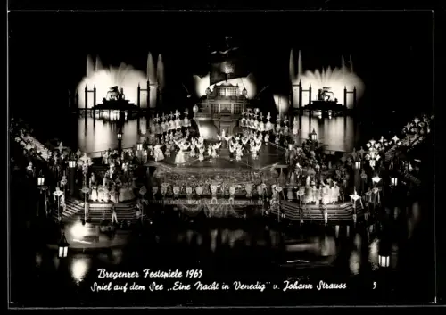 AK Bregenz, Festspiele 1965, Spiel auf dem See, Eine Nacht in Venedig, Szenenbild