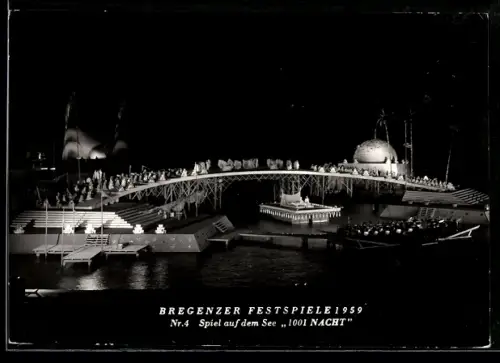 AK Bregenz, Festspiele 1959, Spiel auf dem See, 1001 Nacht, Szenenbild
