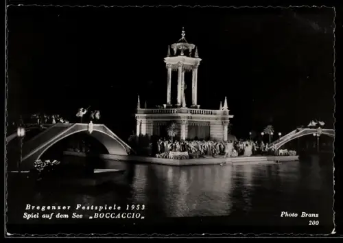 AK Bregenz, Festspiele 1953, Spiel auf dem See, Boccaccio, Szenenbild