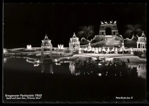AK Bregenz, Festspiele 1960, Spiel auf dem See, Wiener Blut, Szenenbild