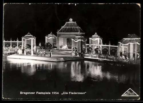 AK Bregenz, Festspiele 1954, Die Fledermaus, Szenenbild