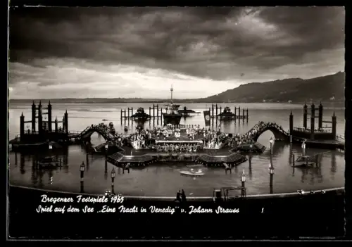 AK Bregenz, Festspiele 1963, Spiel auf dem See, Eine Nacht in Venedig, Szenenbild, Gesamtansicht der Bühne