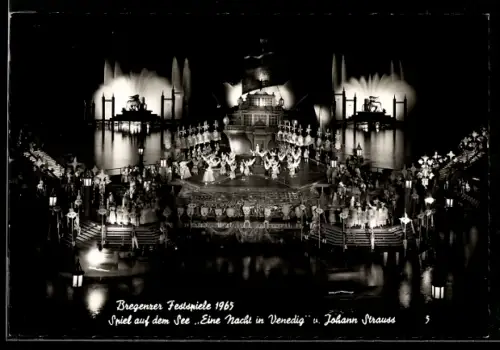 AK Bregenz, Festspiele 1965, Spiel auf dem See, Eine Nacht in Venedig, Szenenbild