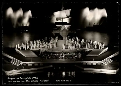 AK Bregenz, Festspiele 1966, Spiel auf dem See, Die schöne Helena, Szenenbild