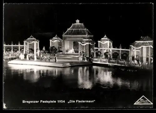 AK Bregenz, Festspiele 1954, Die Fledermaus, Szenenbild