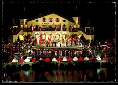AK Bregenz, Festspiele 1969, Spiel auf dem See, Hochzeit am Bodensee, Szenenbild, Welt-Uraufführung