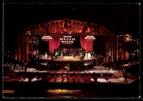 AK Bregenz, Festspiele 1968, Spiel auf dem See, Die lustige Witwe, Szenenbild