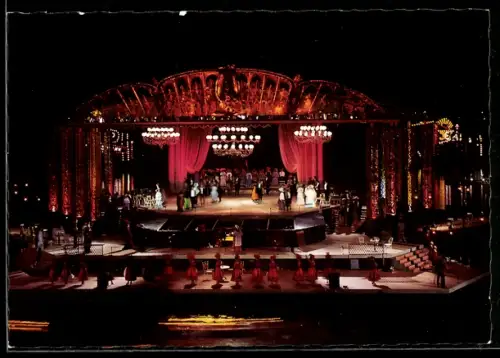 AK Bregenz, Festspiele 1968, Spiel auf dem See, Die lustige Witwe, Szenenbild