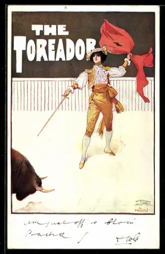 AK Werbeplakat für Theaterstück The Toreador mit Torero und Stier