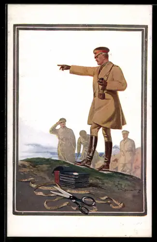 AK Plakat für Theaterstück General Post von J.E. Harold Terry, Soldat in Uniform deutet in eine Richtung