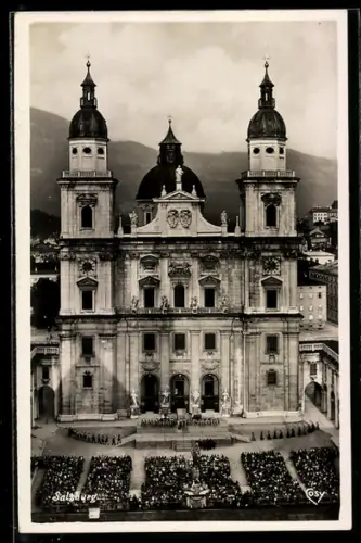 AK Salzburg, Domansicht während der Jedermann Aufführung