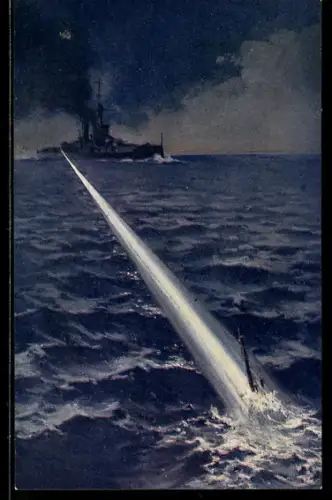 AK Plakat für Theaterstück The Man who Stayed at Home, Schlachtschiff auf hoher See