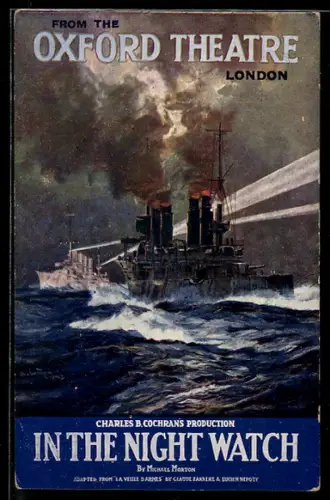 AK Plakat für Theaterstück In the Night Watch von Charles B. Cochrans, Zwei Schiffe während einer Schlacht