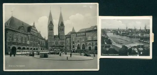 Leporello-AK Bremen, Marktplatz, Rathaus, Essighaus, Gewerbehaus, Hafenansicht, Teerhof