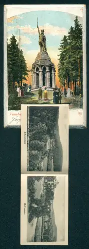 Leporello-AK Detmold, Schloss, Fürstliches Palais, Hermannsdenkmal auf dem Teutoburger Wald