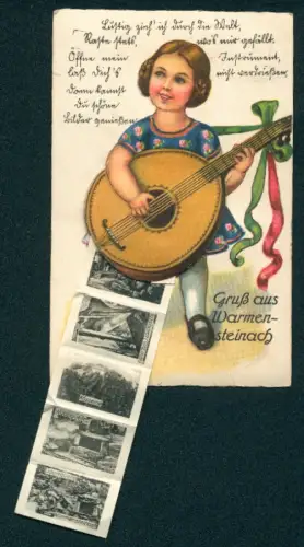 Leporello-AK Warmensteinach, Schneeberggipfel, Kösseine, Saalequelle, Ochsenkopf mit Asenturm