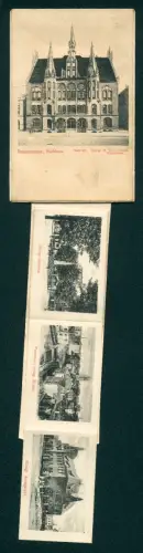 Leporello-AK Neumünster, Rathaus, Kriegerdenkmal, Königliches Amtsgericht, Kuhberg, Bahnhofstrasse