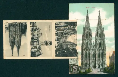 Leporello-AK Köln, Ansicht vom Dom, Opernhaus, Hauptbahnhof, Hahnentor, Heumarkt