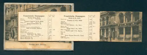 Leporello-AK Berlin, Weinrestaurant Traube, Leipziger Strasse 117/118, Aussen- und Innenansichten, Vorsaal, Kochpersonal