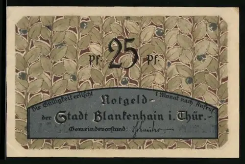 Notgeld Blankenhain i. Thür. 1921, 25 Pf, Waldlandschaft mit Birken