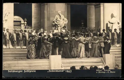 AK Salzburg, Szene aus Jedermann 1927, Salzburger Festspiele