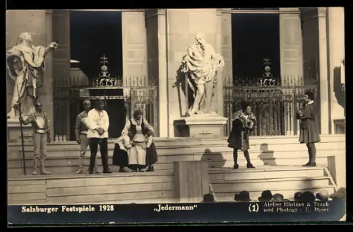 AK Salzburg, Salzburger Festspiele 1928, Szene aus Jedermann