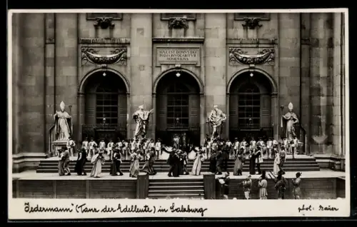 AK Salzburg, Theaterszene aus Jedermann, Tanz der Edelleute