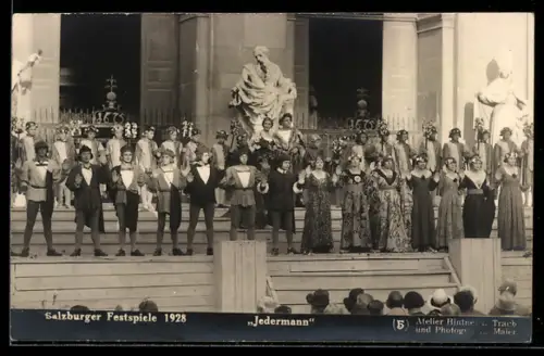 AK Salzburg, Salzburger Festspiele 1928, Darsteller aus dem Stück Jedermann