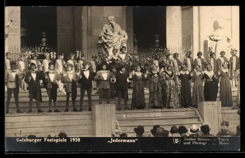 AK Salzburg, Salzburger Festspiele 1928, Jedermann, Darsteller auf der Bühne