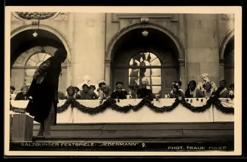 AK Salzburg, Salzburger Festspiele, Jedermann, Gruppe an einer Tafel