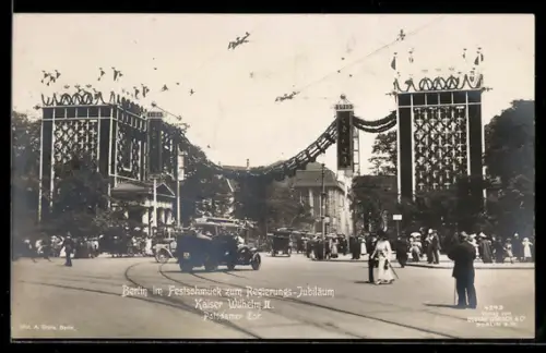 AK Berlin-Tiergarten, Festschmuck zum Regierungs-Jubiläum Kaiser Wilhelm II., Potsdamer Tor