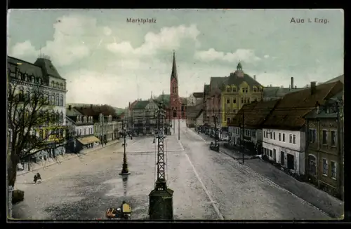 AK Aue i. Erz., Partie am Marktplatz