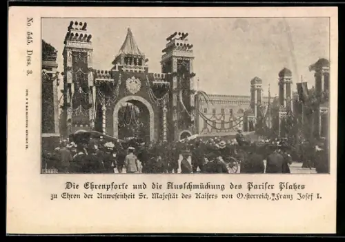AK Berlin, Ehrenpforte und Ausschmückung Pariser Platz zu Ehren Kaiser Franz Josef I