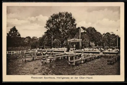 AK Berlin-Heiligensee an der Ober-Havel, Restaurant Sporthaus, Inh. Fritz Dannenberg, Dorfstrasse 24