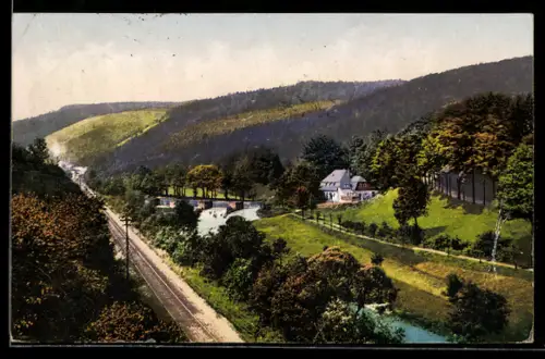 AK Bockau i. Erzgeb., Wehr des Flössgrabens beim Rechenhaus