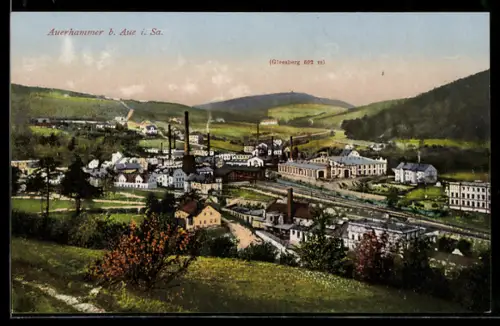 AK Auerhammer b. Aue, Ortsansicht aus der Vogelschau